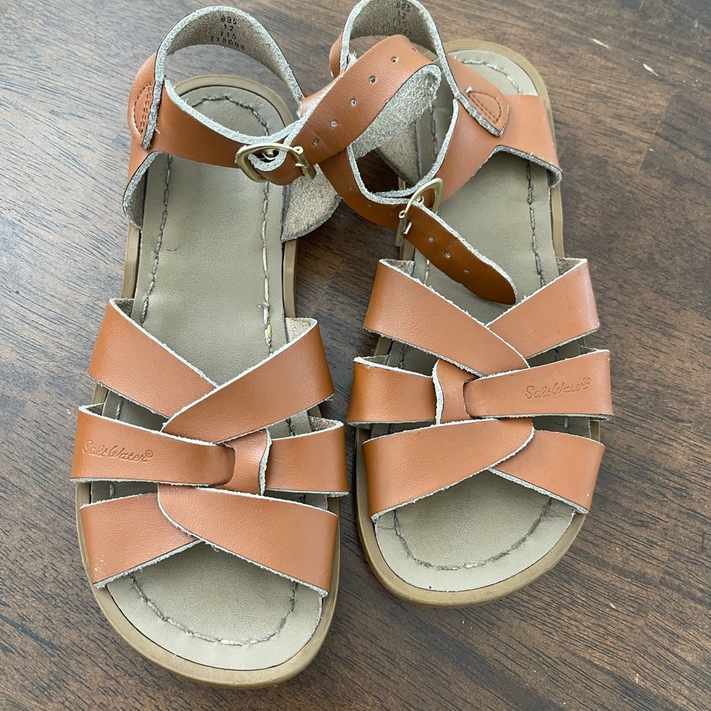 Salt Water Sandals by Hoy Tan Leather Strappy Kids Sandals